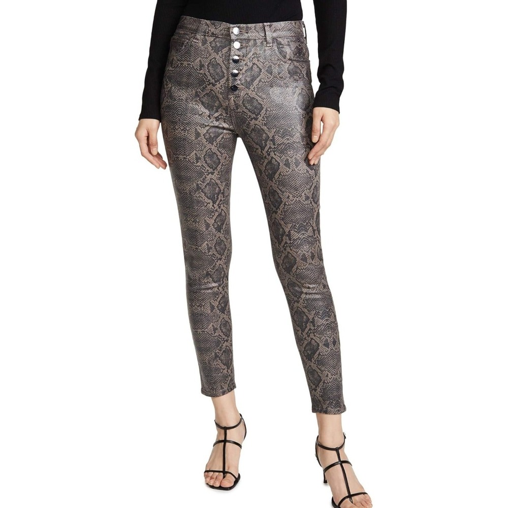J Brand Lillie High Rise Crop Skinny Coated Boa Snakeskin Jeans Size 32 JB002481
